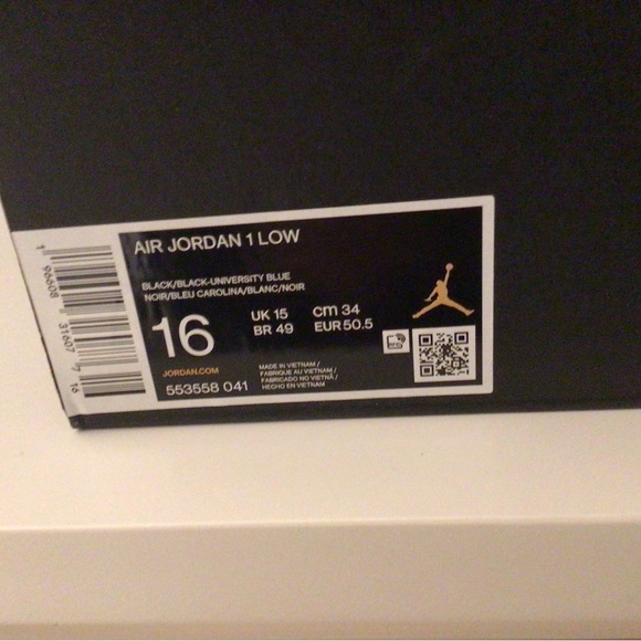 Nike Air Jordan 1 Low. Size 16. Excellent used condition. Black & blue. - Picture 7 of 8